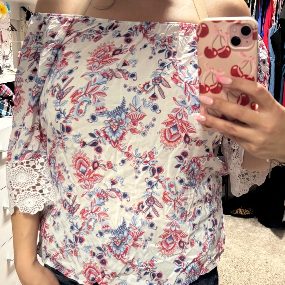 NWT red white and blue off the shoulder blouse